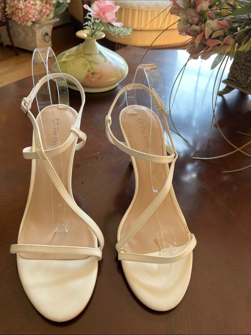 Strappy Cream Slingback Heels